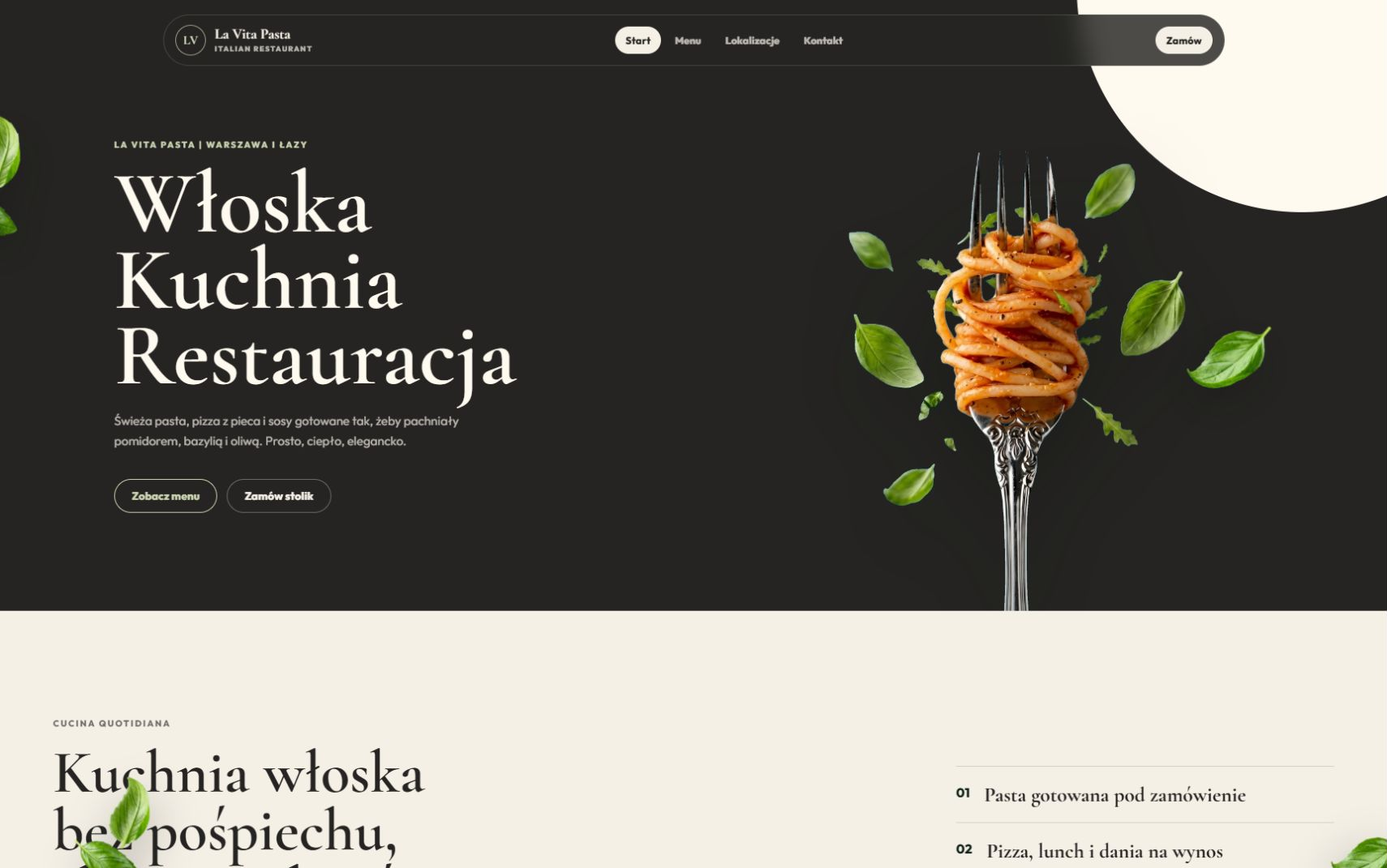 Restauracja: widok projektu